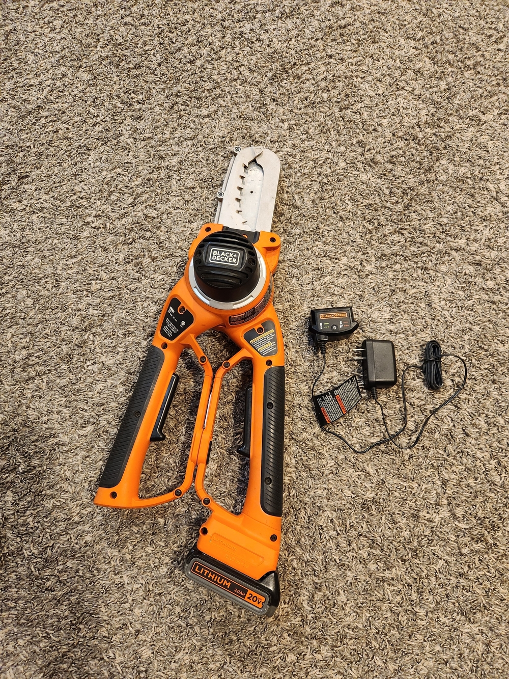 Black & Decker Orange and Black Cordless Pruning Shears with 20V Lithium Battery